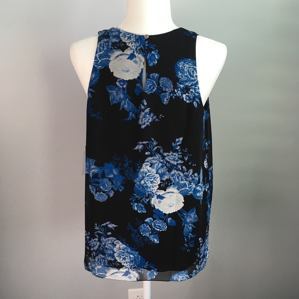 NEW Vince Camuto Floral Print Black Tank Top S - Picture 6 of 8